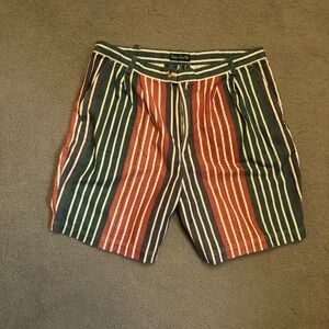 Vtg Knights of Round‎ Table Striped Shorts Mens 36 100% Cotton Retro Colorful